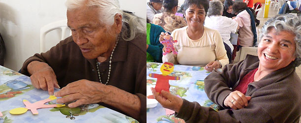 Volunteer in Quito with old and homeless persons at a center in the new town. 