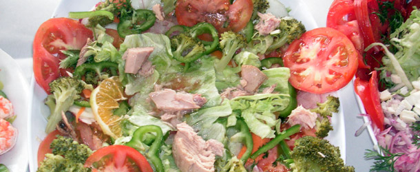a salad prepared with vegetables grown by local families in a sustainable development project by Yanapuma